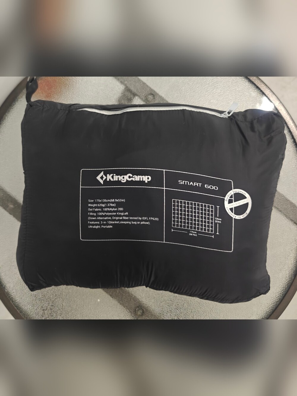 KingCamp Smart 600 Camping Blanket Ultralight Packable Down Alternative Black